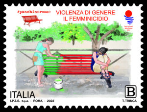 Emissione francobollo Panchine Rosse, la violenza di genere – il femminicidio