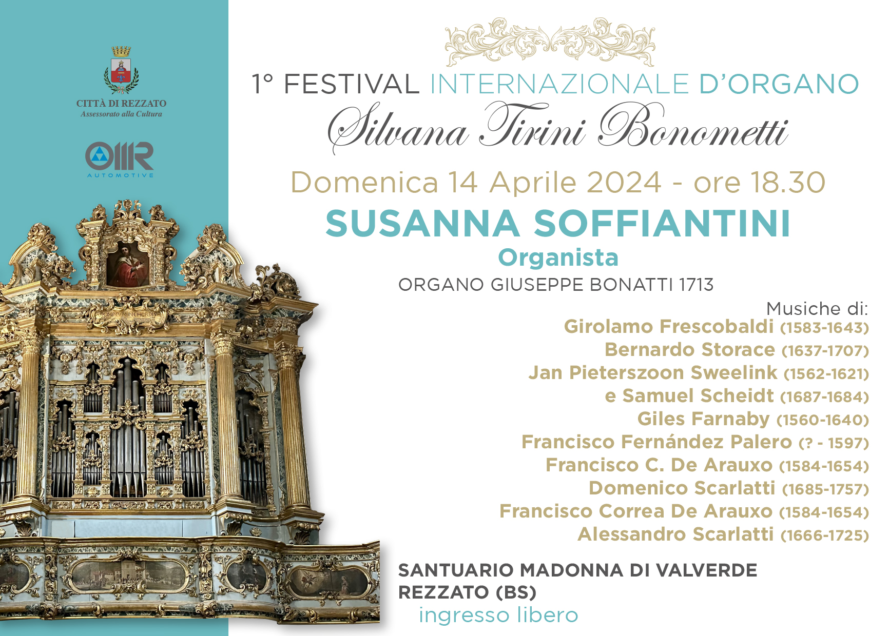 1° Festival internazionale d'organo "Silvana Tirini Bonometti": a Rezzato arriva Susanna Soffiantini